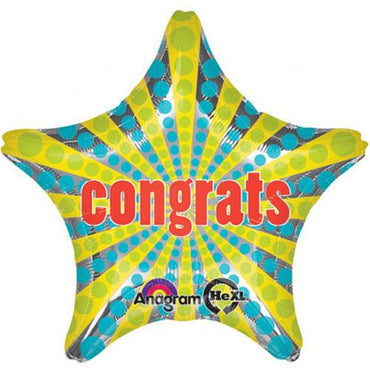 Congrats Retro Star Balloon 28in Balloons & Streamers - Party Centre - Party Centre