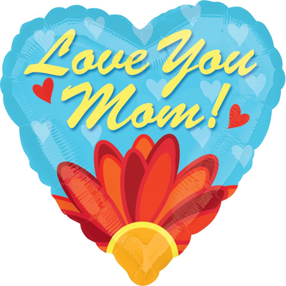 Love You Mom Daisy Heart Foil 18in Balloons & Streamers - Party Centre - Party Centre