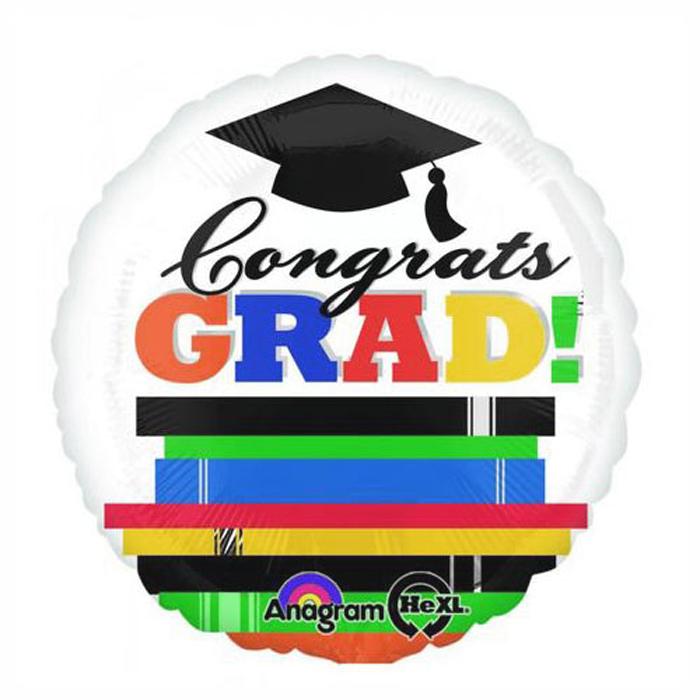 Grad Books Foil 18in Balloons & Streamers - Party Centre