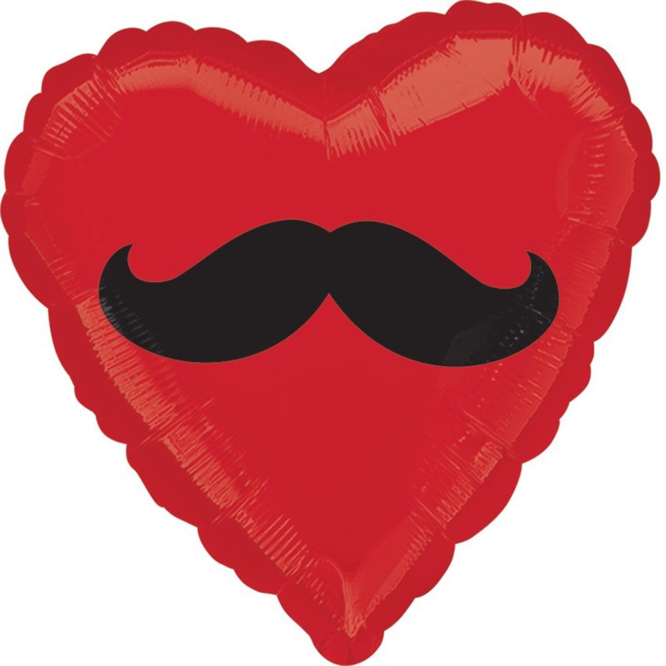 Mustache Heart Shape Foil 28in Balloons & Streamers - Party Centre - Party Centre