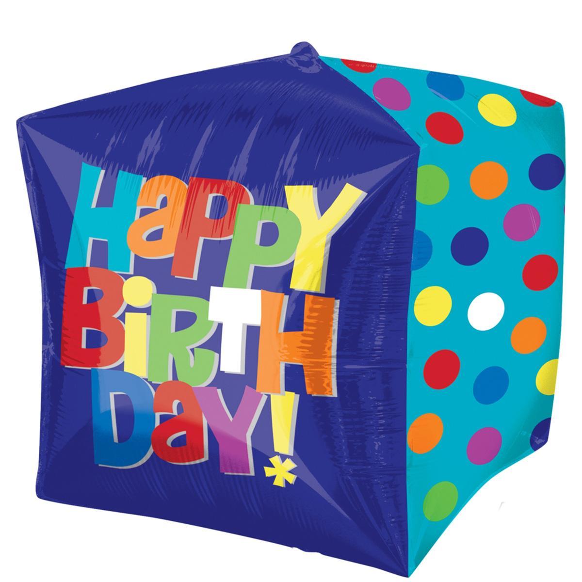 Bright Happy Birthday Cubez Balloon 15in Balloons & Streamers - Party Centre - Party Centre