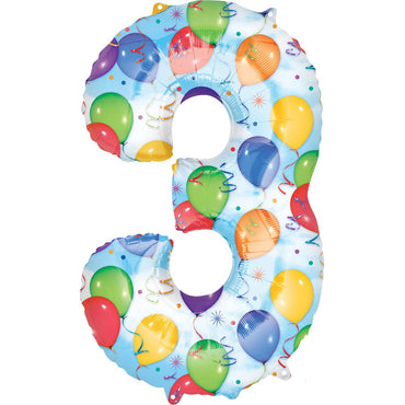Number 3 Balloons & Streamers Foil Balloon 86cm Balloons & Streamers - Party Centre - Party Centre