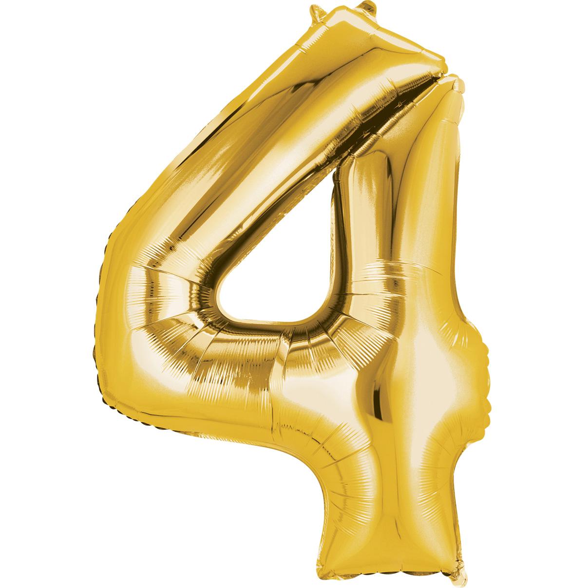 Number 4 Gold Super Shape Foil Balloon 66x88cm Balloons & Streamers - Party Centre - Party Centre