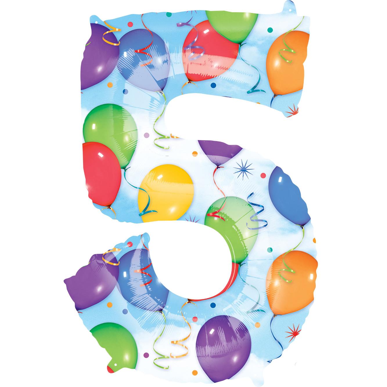 Number 5 Balloons & Streamers Foil Balloon 86cm Balloons & Streamers - Party Centre - Party Centre