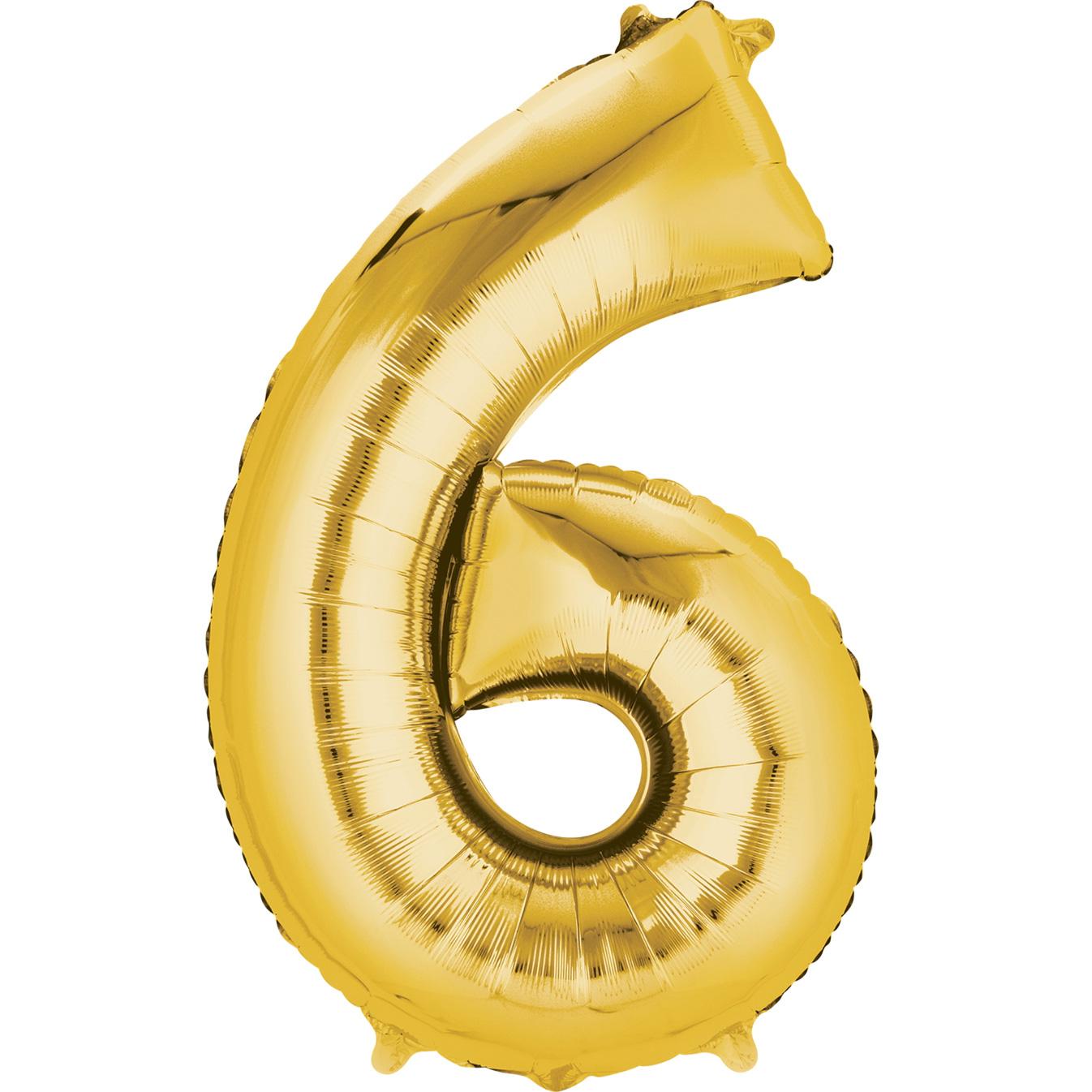 Number 6 Gold Super Shape Balloon 22 x 35in Balloons & Streamers - Party Centre - Party Centre