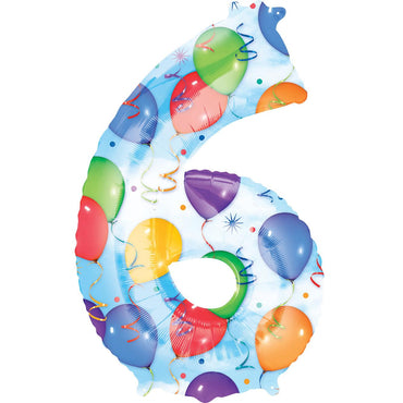 Number 6 Balloons & Streamers Foil Balloon 86cm Balloons & Streamers - Party Centre - Party Centre