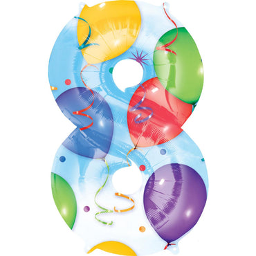 Number 8 Balloons & Streamers Foil Balloon 86cm Balloons & Streamers - Party Centre - Party Centre