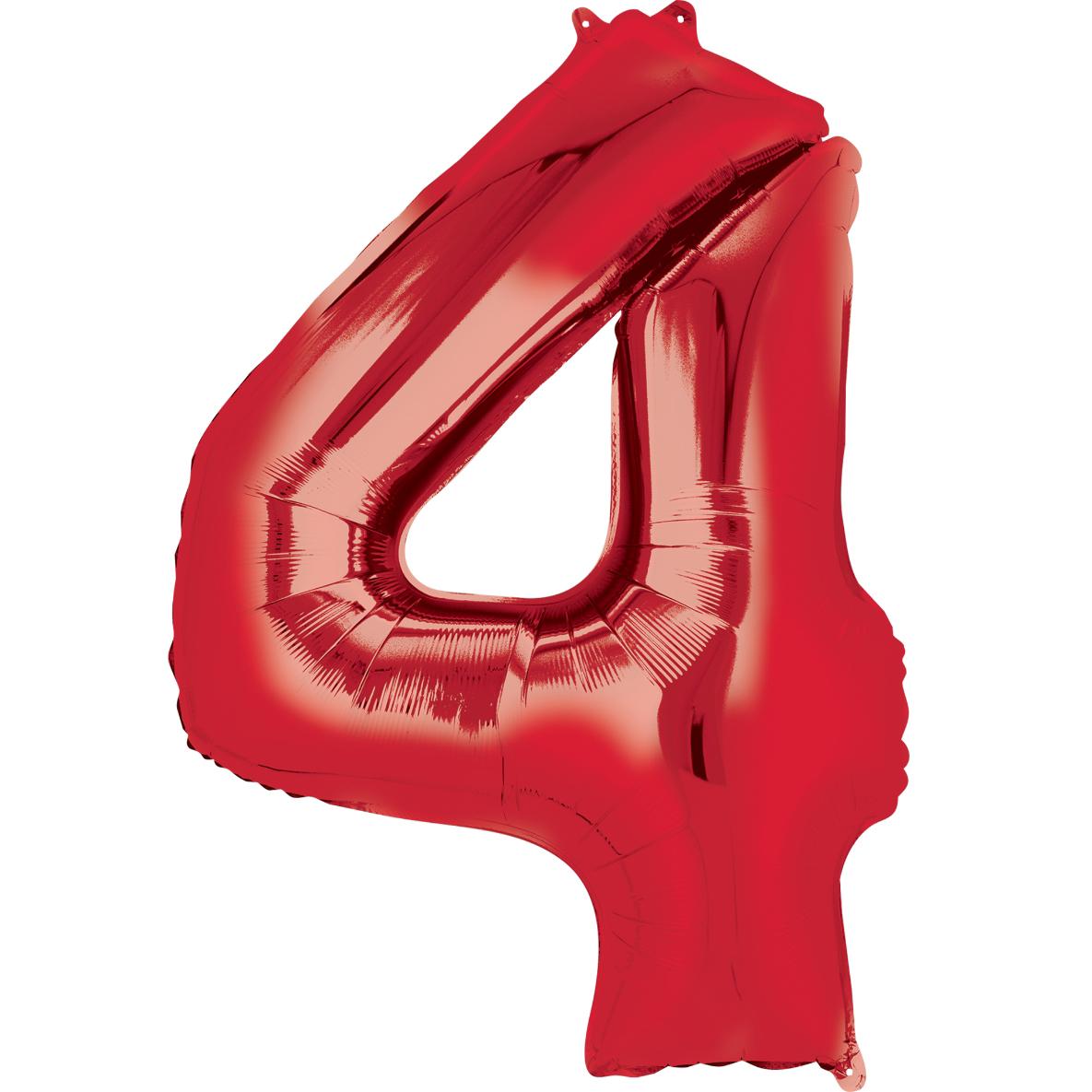 Number 4 Red Large Shape Balloon 26 x 35in Balloons & Streamers - Party Centre - Party Centre