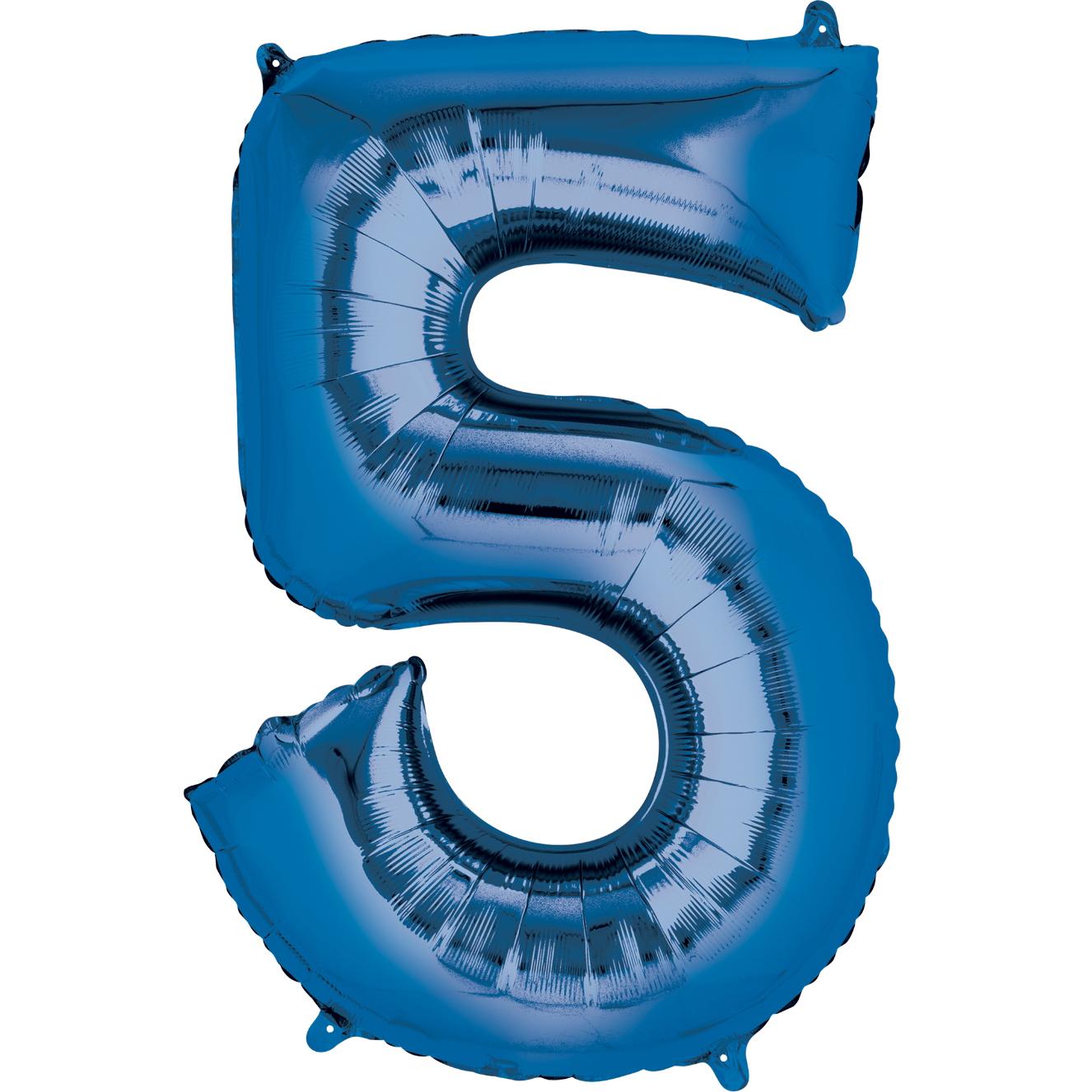 Number 5 Blue Super Shape Balloon 23 x 34in Balloons & Streamers - Party Centre - Party Centre