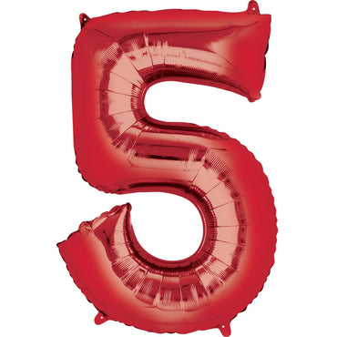 Number 5 Red Large Shape Balloon 23 x 34in Balloons & Streamers - Party Centre - Party Centre