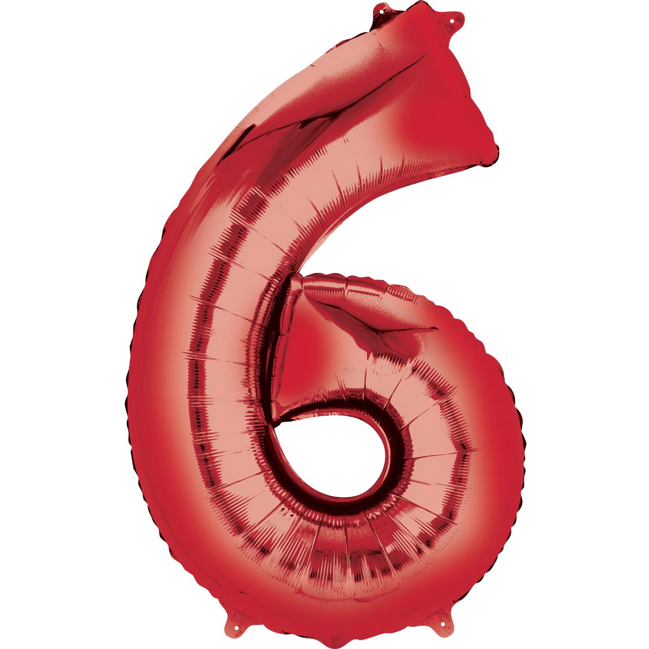 Number 6 Red Super Shape Balloon 22 x 35in Balloons & Streamers - Party Centre - Party Centre