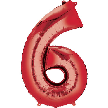 Number 6 Red Super Shape Balloon 22 x 35in Balloons & Streamers - Party Centre - Party Centre