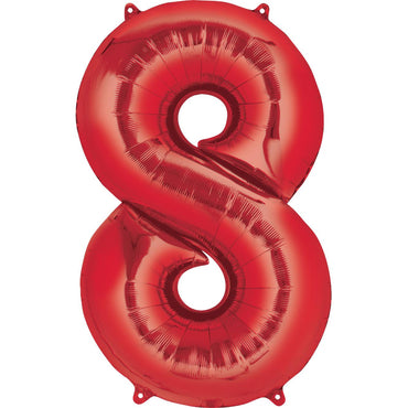 Number 8 Red SuperShape Balloon 53x83cm Balloons & Streamers - Party Centre - Party Centre