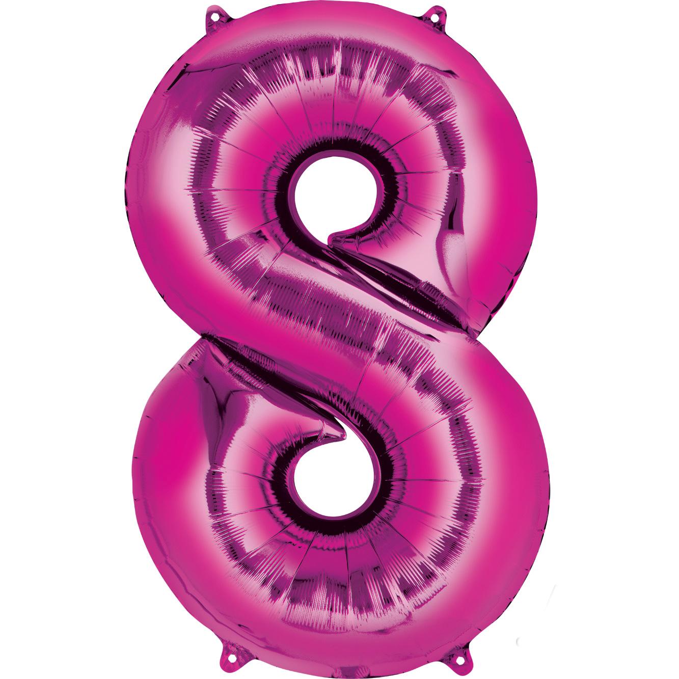 Number 8 Pink Large Shape Balloon 21 x 33in Balloons & Streamers - Party Centre - Party Centre