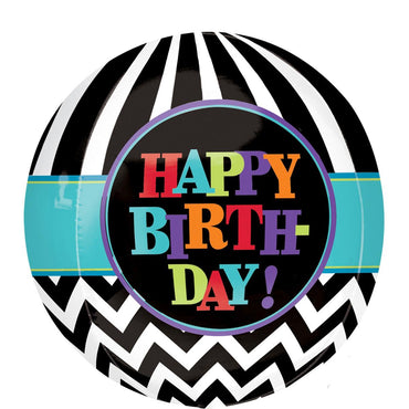 Dancing Lines Birthday Orbz Foil Balloon 38x40cm Balloons & Streamers - Party Centre - Party Centre