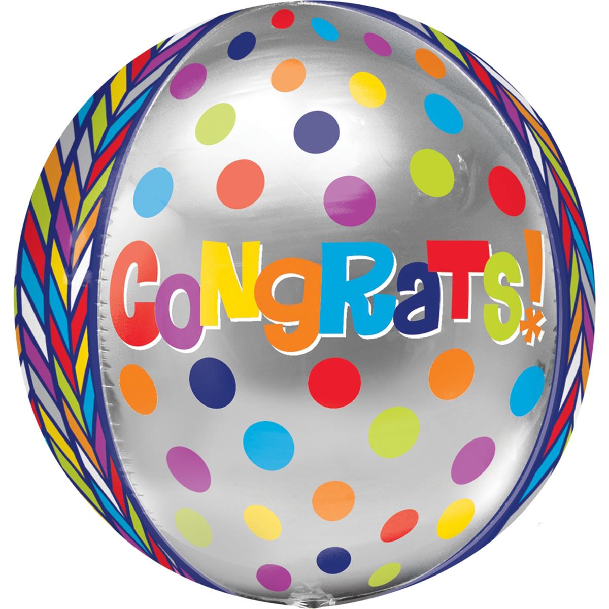 Dotty Geometric Congrats Orbz Balloon 38x40cm Balloons & Streamers - Party Centre - Party Centre