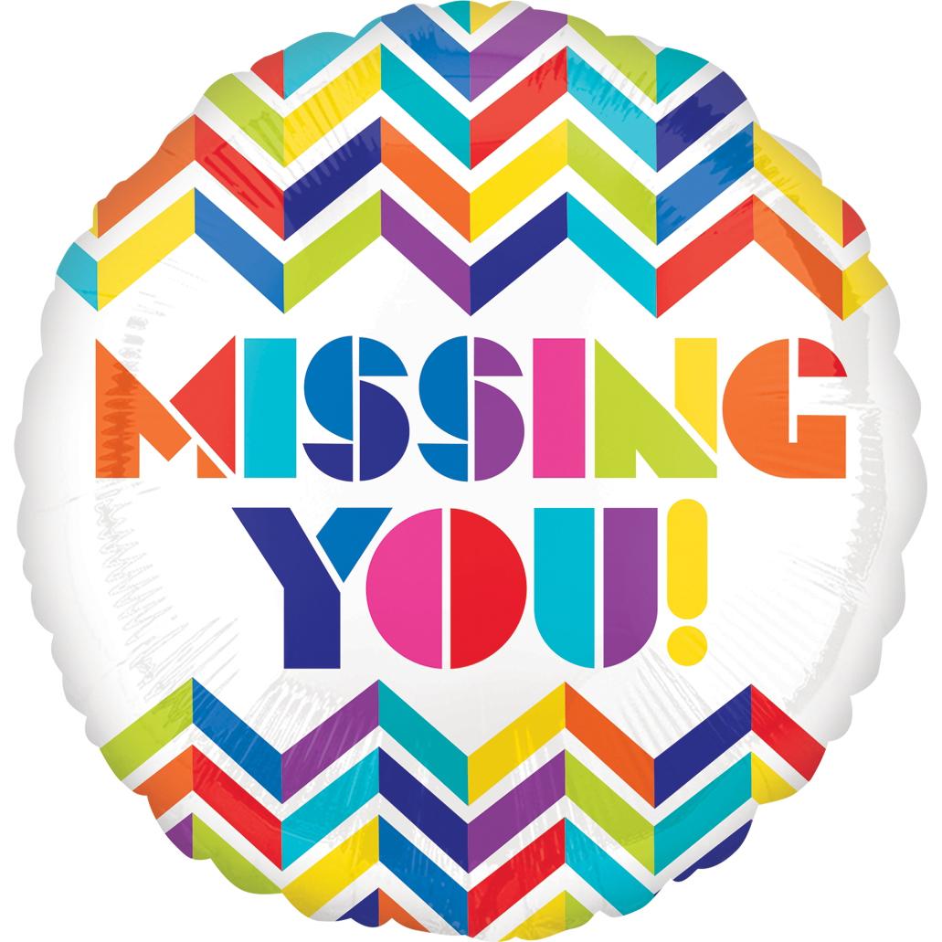 Multi Chevron Missing you! Foil Balloon 45cm Balloons & Streamers - Party Centre - Party Centre
