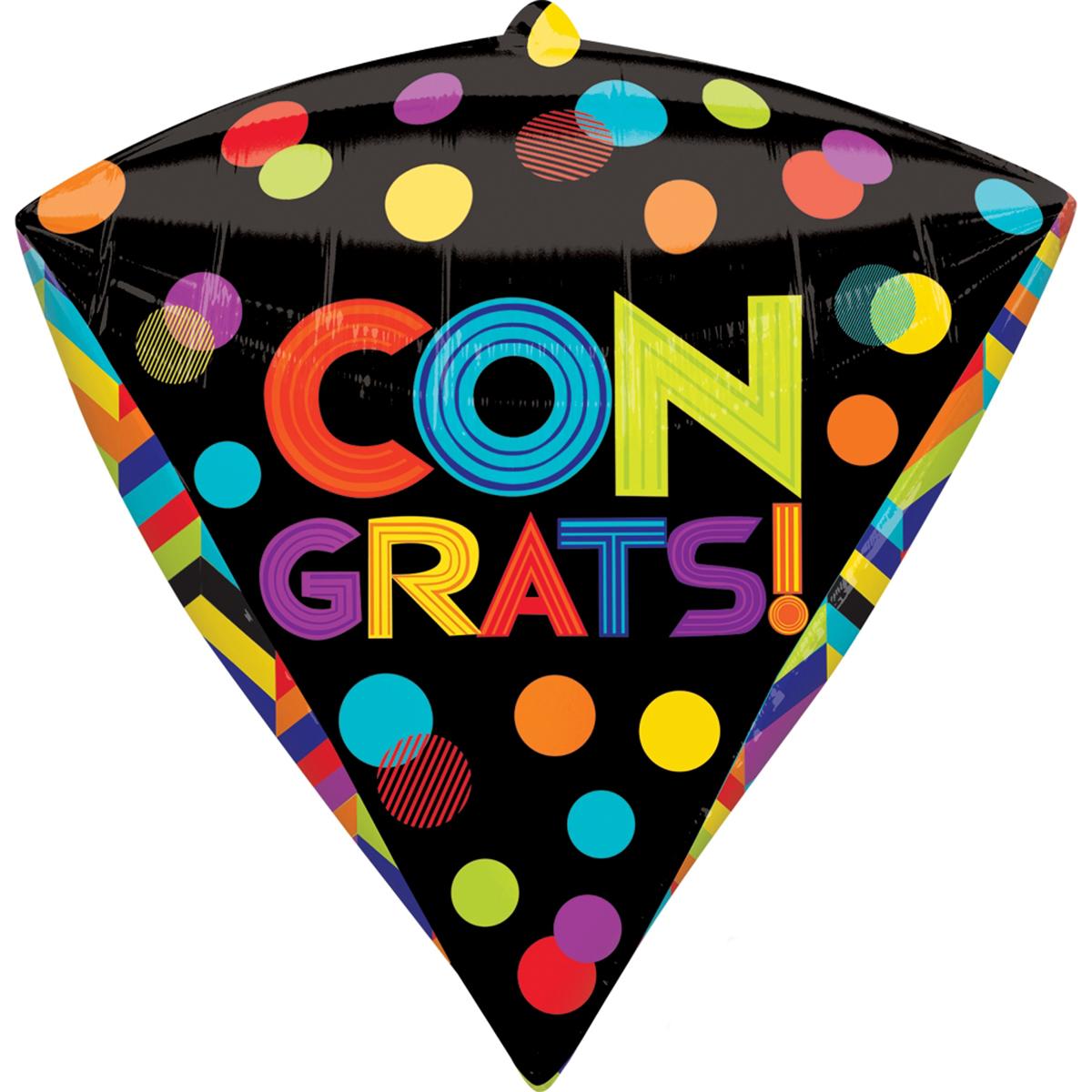 Bright Dots Congrats Diamondz Shape Foil Balloon Balloons & Streamers - Party Centre - Party Centre