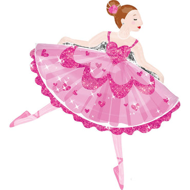 Pink Sparkle Ballerina Super Shape Balloon Balloons & Streamers - Party Centre - Party Centre