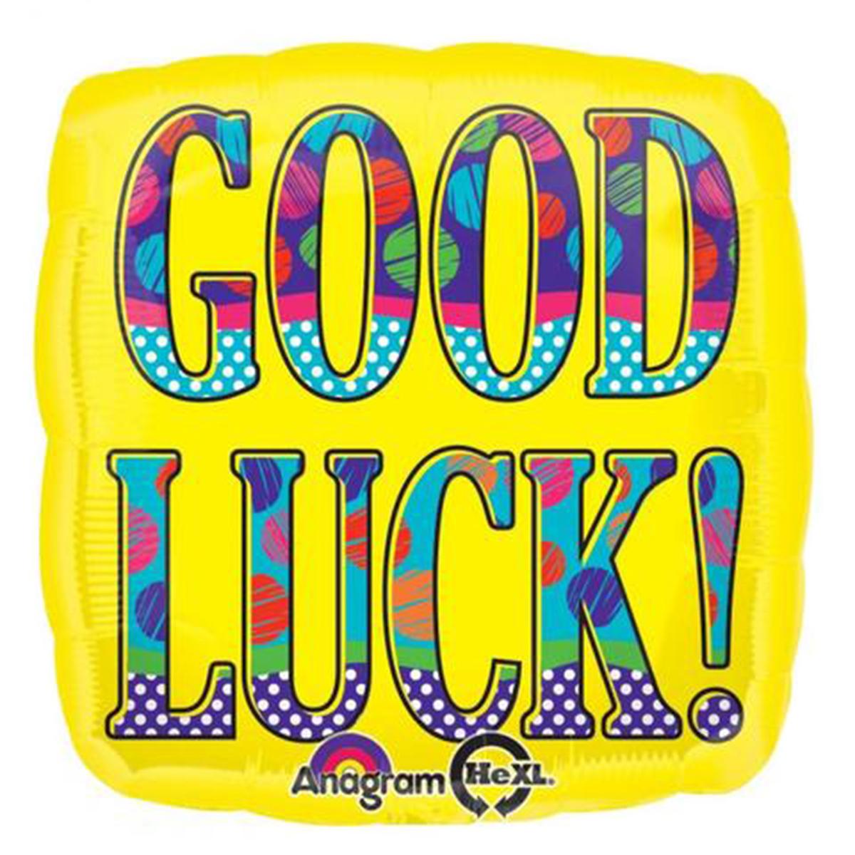 Bold Yellow Good Luck Square Foil 28in Balloons & Streamers - Party Centre - Party Centre
