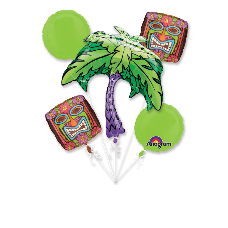 Kiwi Tiki Time Balloon Bouquet 5pcs Balloons & Streamers - Party Centre