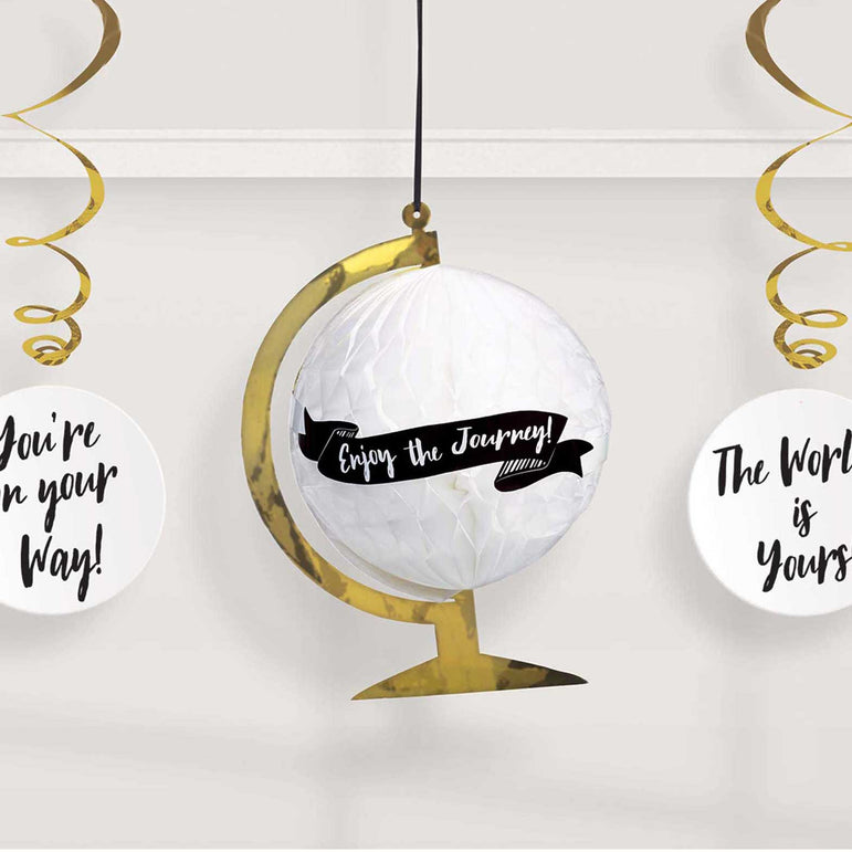 Grad Globe Honeycomb Decoration 3pcs Decorations - Party Centre