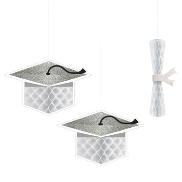 School Pride White Honeycombs 3pcs Decorations - Party Centre - Party Centre