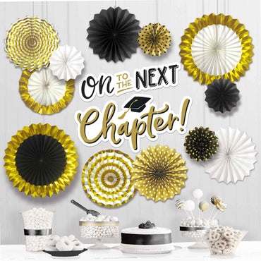 Grad Glitter Deluxe Paper Fan Decoration Kit - Party Centre