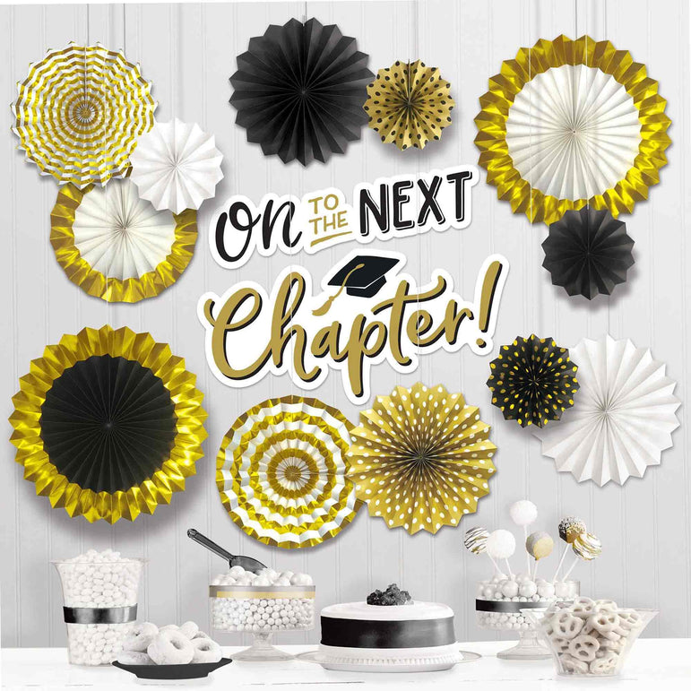 Grad Glitter Deluxe Paper Fan Decoration Kit