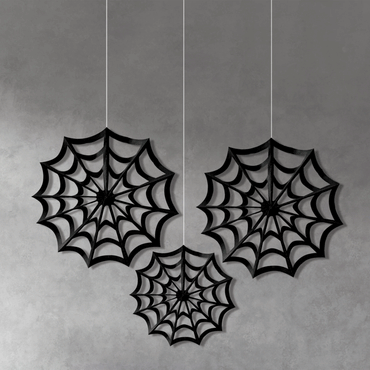 Spiderweb Black & White Fan Decoration - Party Centre