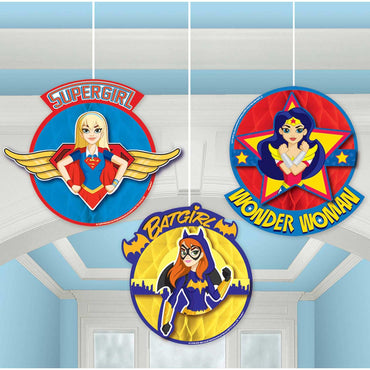 DC Superhero Girls Honeycomb Decoration 3pcs - Party Centre