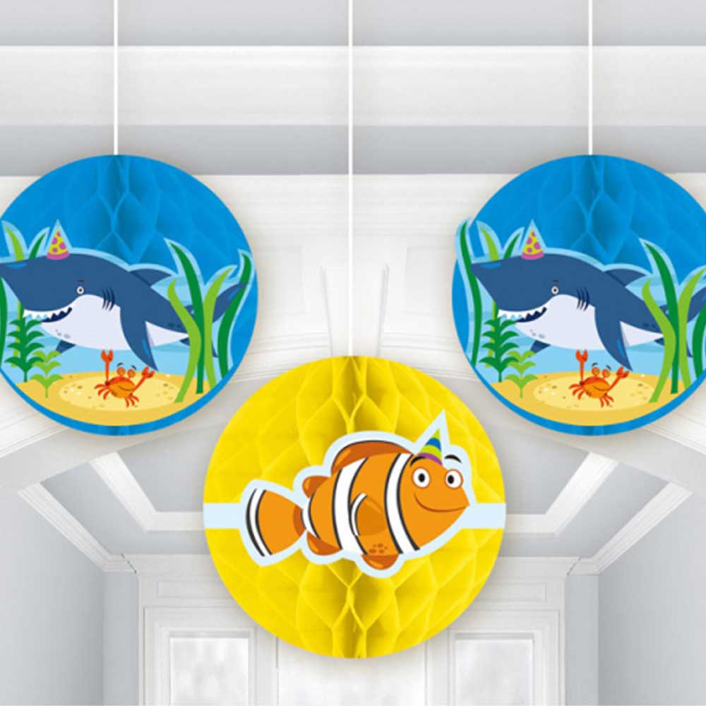 Ocean Buddies Honeycomb Balls 3pcs Decorations - Party Centre - Party Centre