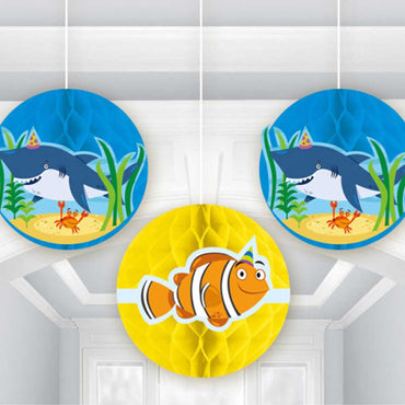 Ocean Buddies Honeycomb Balls 3pcs Decorations - Party Centre - Party Centre