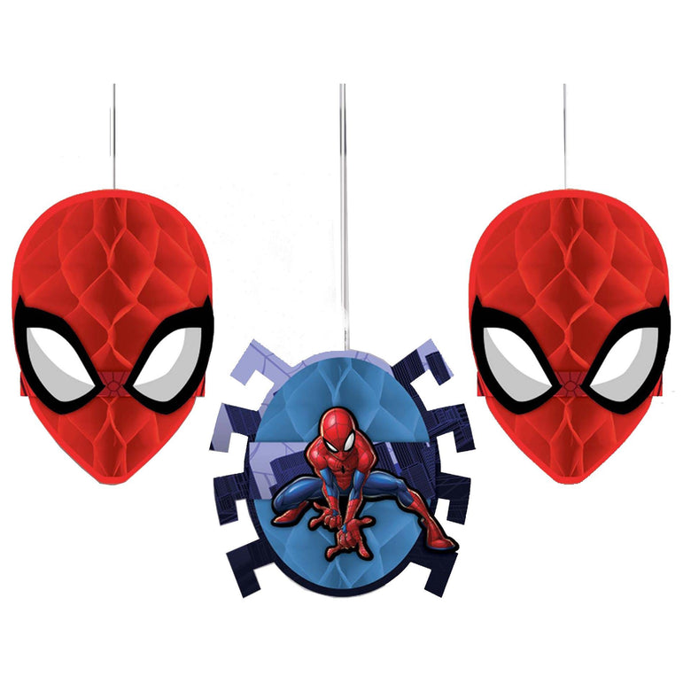 Spider-Man Webbed Honeycomb Decoration 3pcs Decorations - Party Centre