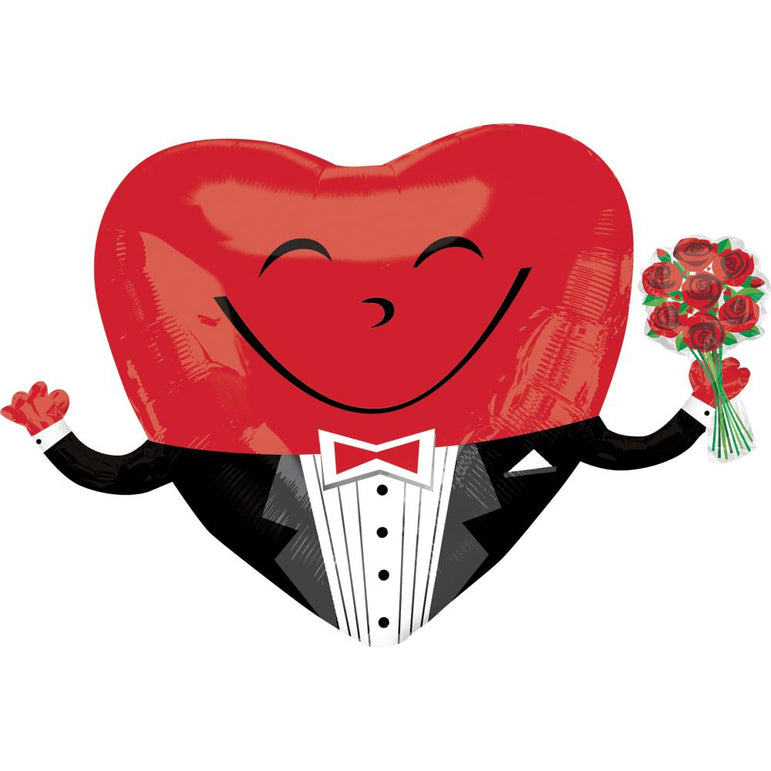 Smiley Heart Guy SuperShape Foil Balloon 28in Balloons & Streamers - Party Centre