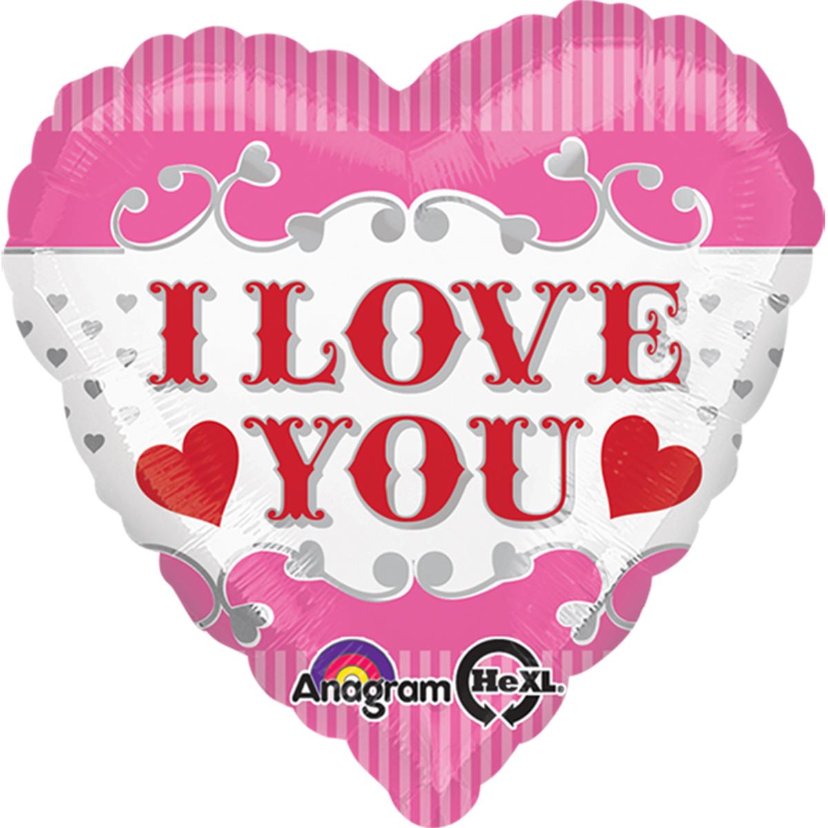 I Love You Silver Hearts Balloon 18in Balloons & Streamers - Party Centre - Party Centre