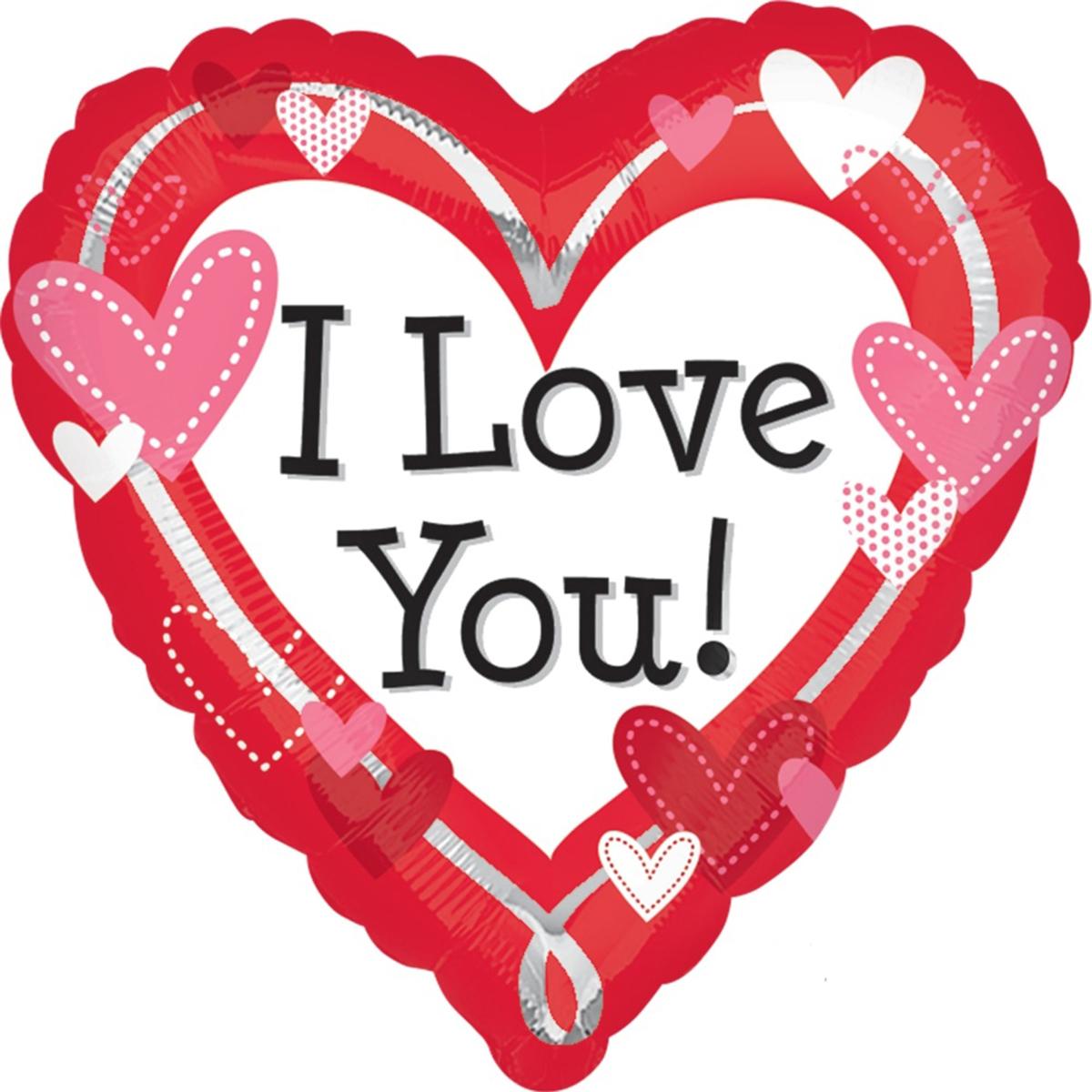 I Love You Dotted Hearts Foil Balloon 18 in Balloons & Streamers - Party Centre - Party Centre