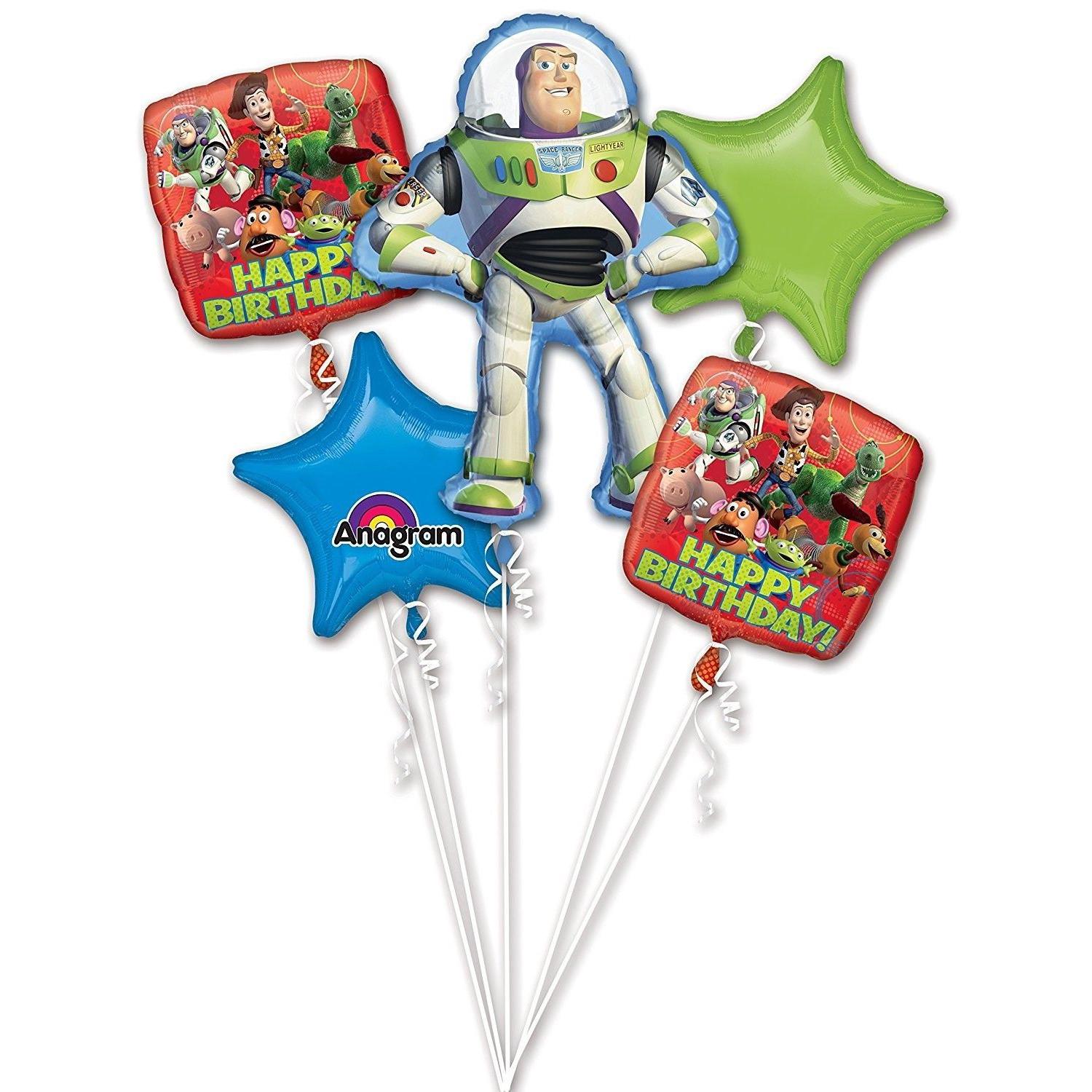 Toy Story Gang Birthday Balloon Bouquet 5pcs Balloons & Streamers - Party Centre - Party Centre