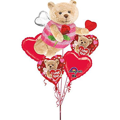 Valentine Bee Bear Balloon Bouquet 5pcs Balloons & Streamers - Party Centre - Party Centre