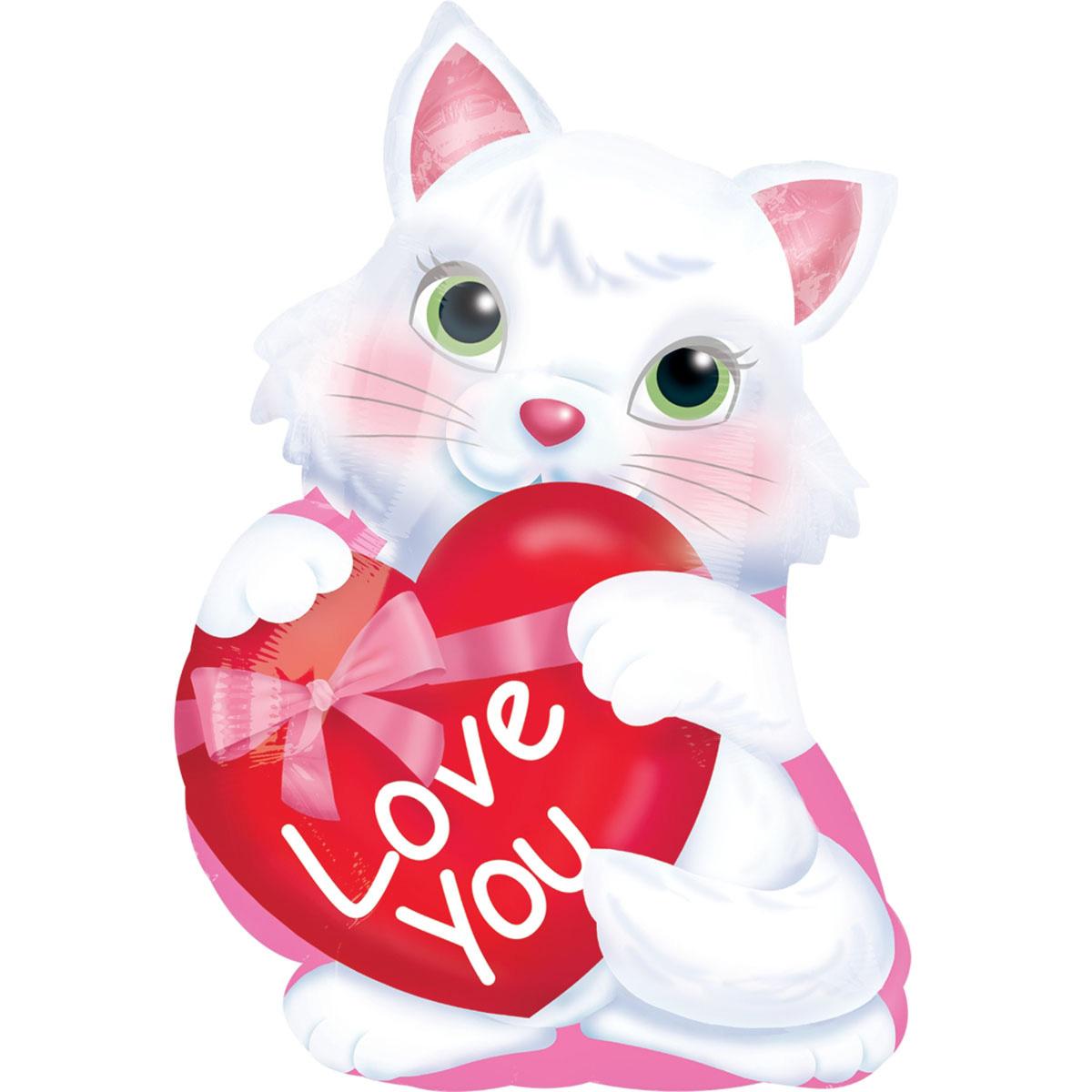 Kitty with Heart Junior Foil Balloon 18in Balloons & Streamers - Party Centre - Party Centre