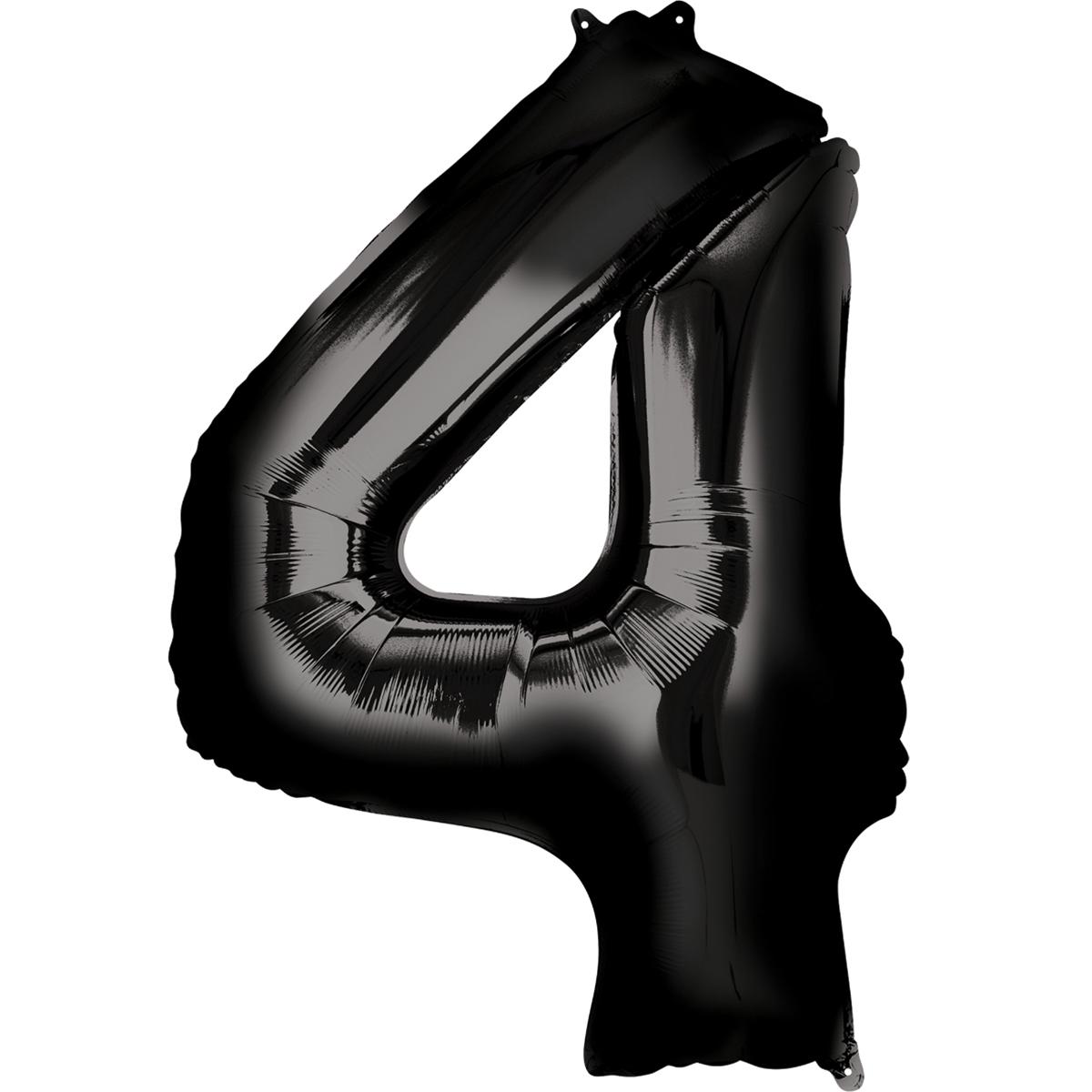 Number 4 Black SuperShape Foil Balloon 60x91cm Balloons & Streamers - Party Centre - Party Centre