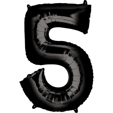 Number 5 Black SuperShape Foil Balloon Balloons & Streamers - Party Centre - Party Centre