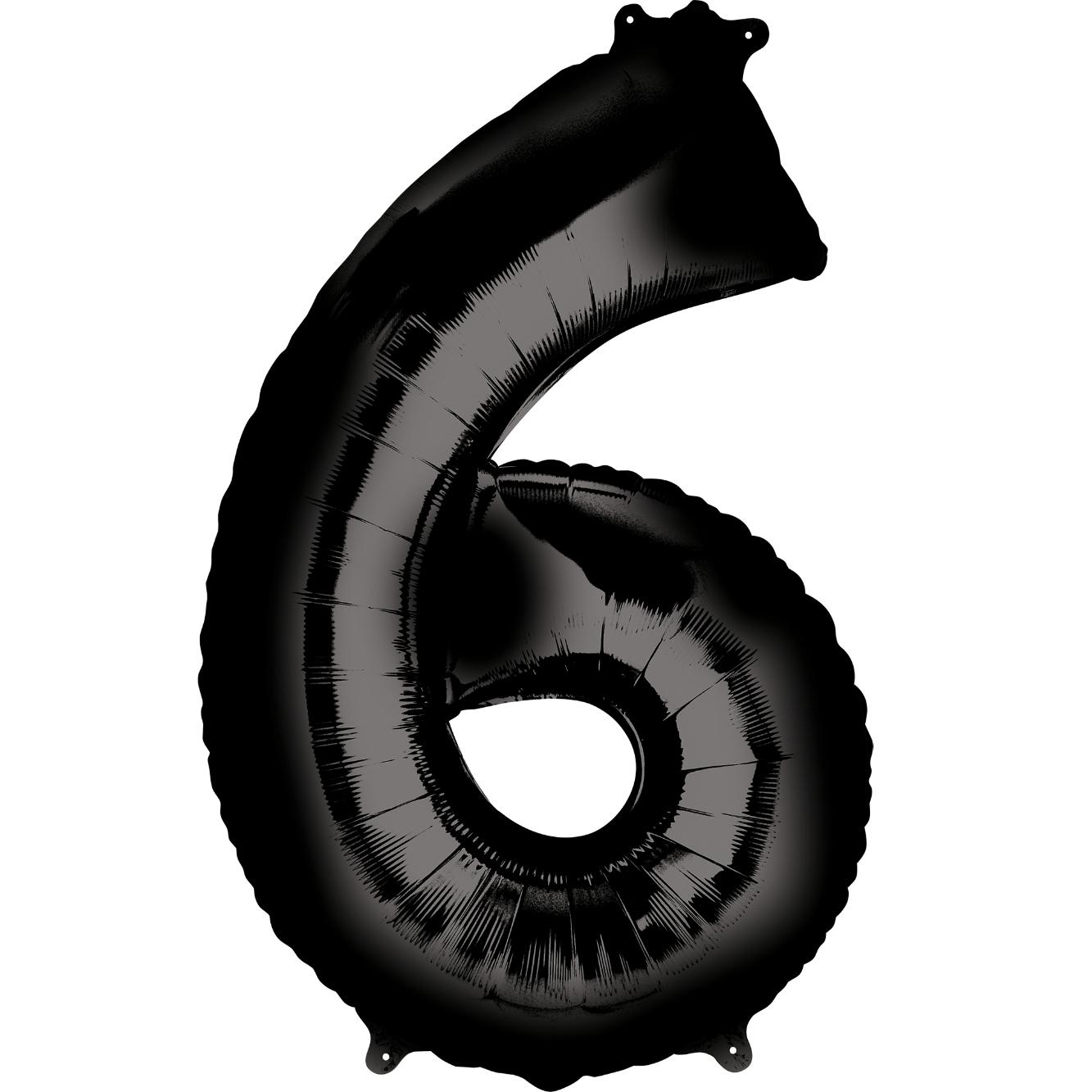 Number 6 Black SuperShape Balloon 22 x 35in Balloons & Streamers - Party Centre - Party Centre