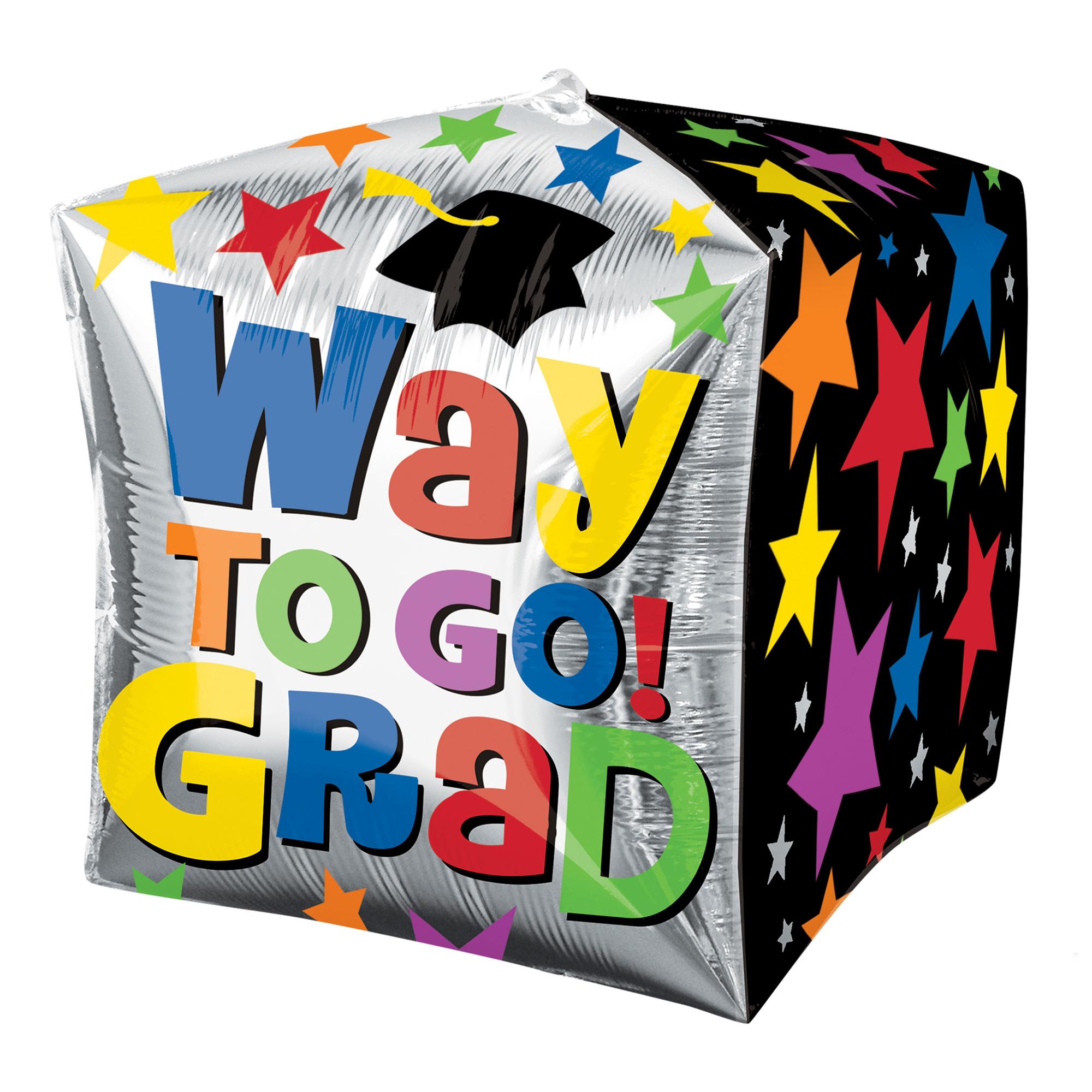Way to Go Grad Stars Cubez Foil Balloon 15in Balloons & Streamers - Party Centre - Party Centre
