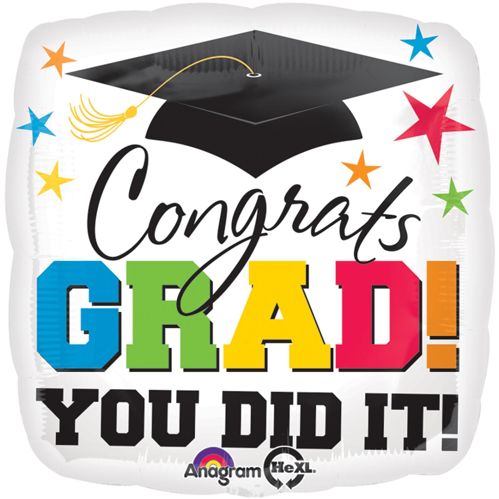 Congrats Grad You Did It Square Foil Balloon 18in Balloons & Streamers - Party Centre - Party Centre