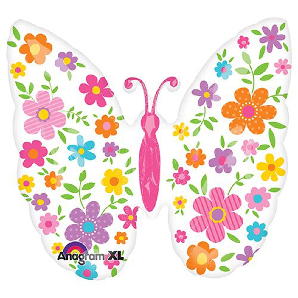Floral Butterfly SuperShape Foil Balloon 25in Balloons & Streamers - Party Centre - Party Centre
