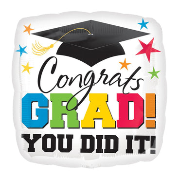 Grad You Did It! SuperShape Square Foil Balloon 28 in Balloons & Streamers - Party Centre - Party Centre