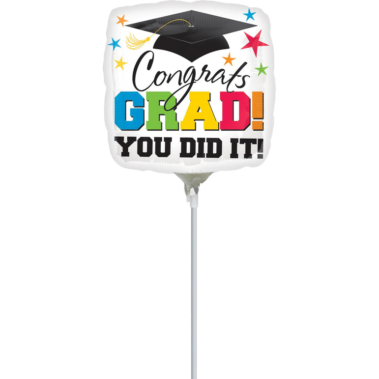 Grad You Did It! Square Foil Balloon, 9in Balloons & Streamers - Party Centre