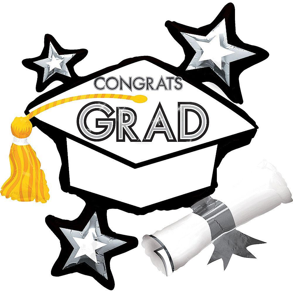 Congrats Grad White Cluster SuperShape Balloon 31 x 29 in Balloons & Streamers - Party Centre - Party Centre