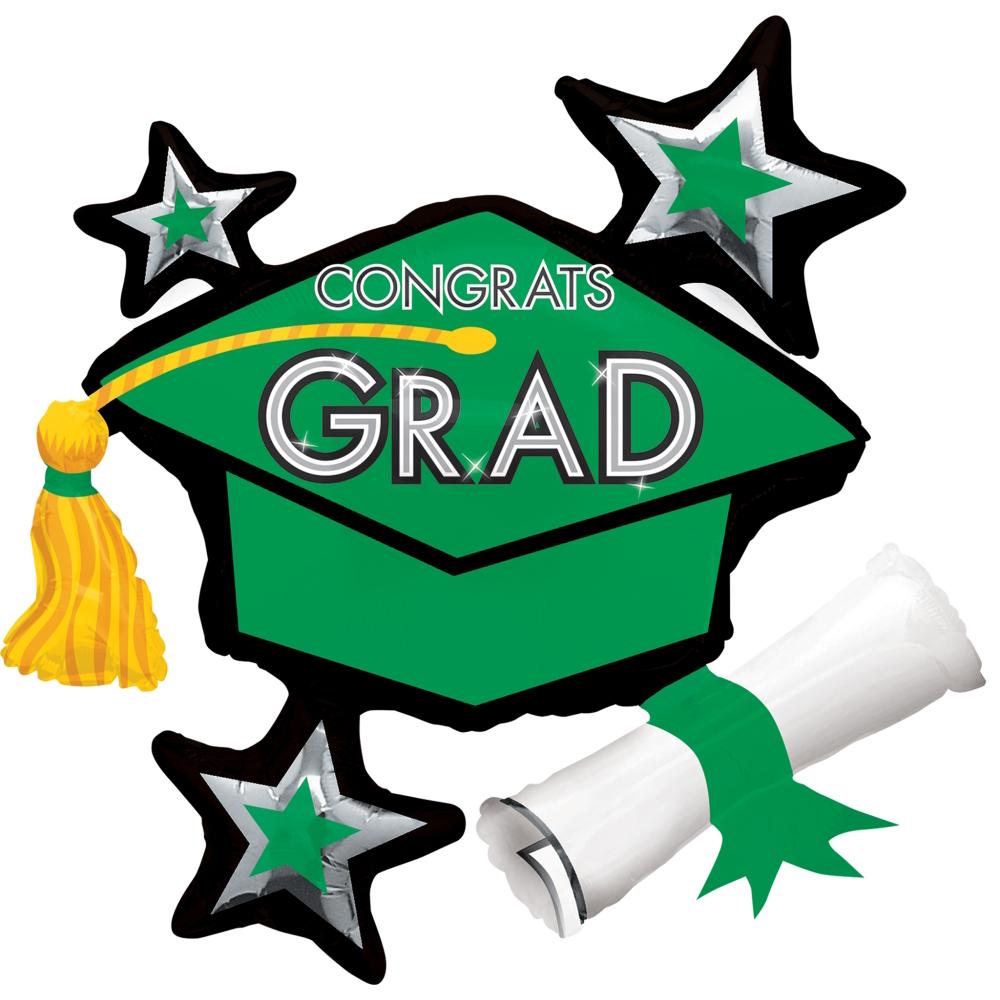 Congrats Grad Green Cluster SuperShape Balloon 31 x 29 in Balloons & Streamers - Party Centre - Party Centre